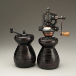 Antique Style Pepper Mill and Salt Mill Set in Ebonized Curly Maple