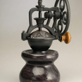 Antique Style Coffee Grinder in Ebonized Curly Maple