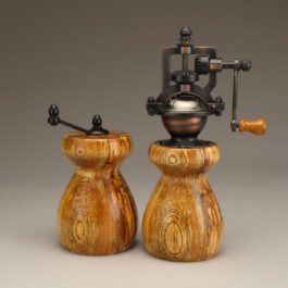 Antique Style Pepper Mill and Salt Mill Set in Spalted Ash