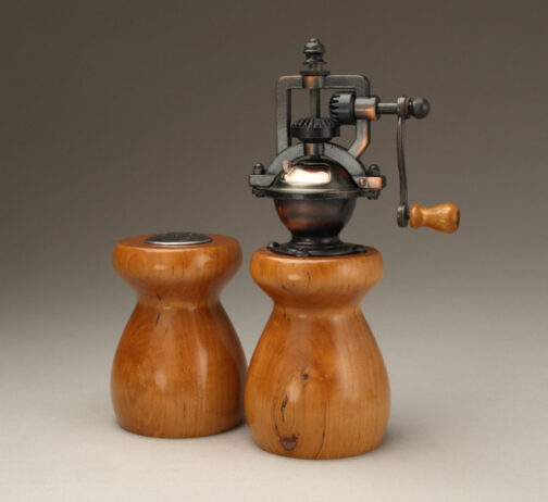 Antique Peppermill and salt shaker set in Cherry