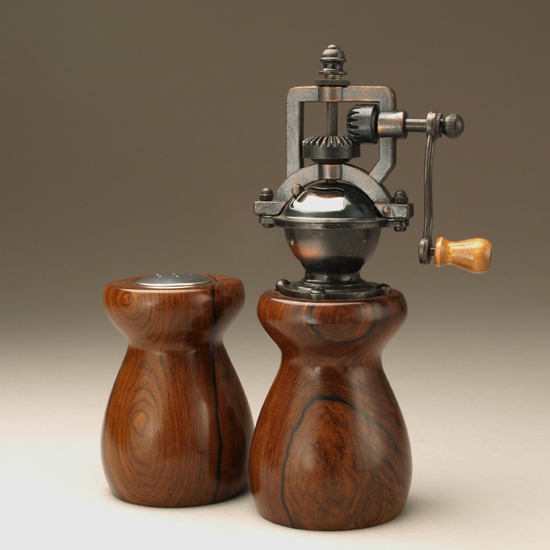 Antique Style Pepper Mill and Salt Shaker Set in Cocobolo 4