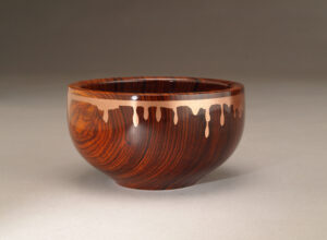 Cocobolo Bowl with Dripping Copper Metal Inlay