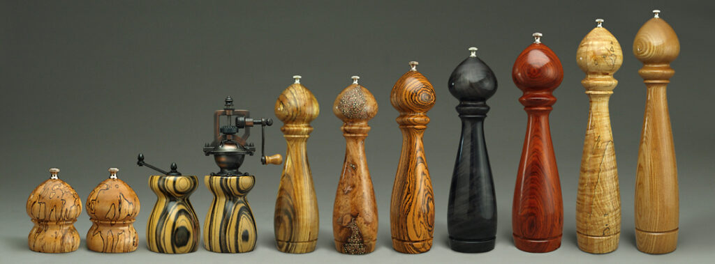 Selection of Handmade Peppermills by Ted Sokolowski