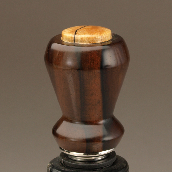 Macassar Ebony / Spalted Maple Onlay Wine Stopper by Ted Sokolowski