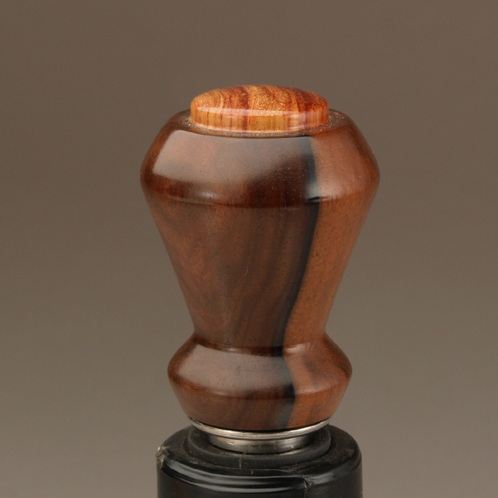Macassar Ebony / Tulip Wood Onlay Wine Stopper by Ted Sokolowski