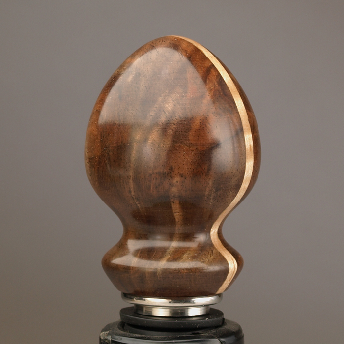 Curly Black Walnut/Maple Laminate Wine Stopper by Ted Sokolowski