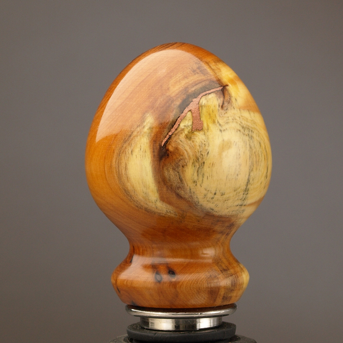 English Yew with Copper Inlay Wine Stopper by Ted Sokolowski
