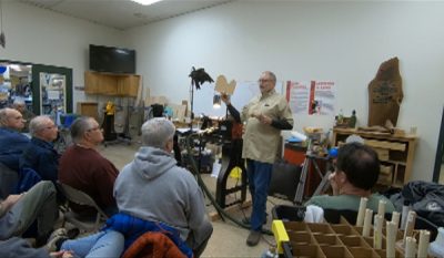 Ted Sokolowski demonstrating at Lehigh Valley Woodturners Feb 2019